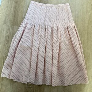 Akris Punto Light Pink Eyelet Pleated Midi Skirt